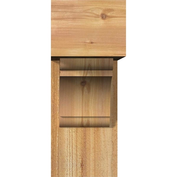 Olympic Block Rough Sawn Bracket W/ Offset Brace, Western Red Cedar, 8W X 20D X 20H